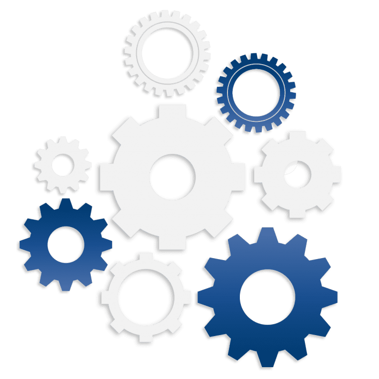 Blue and white cogs