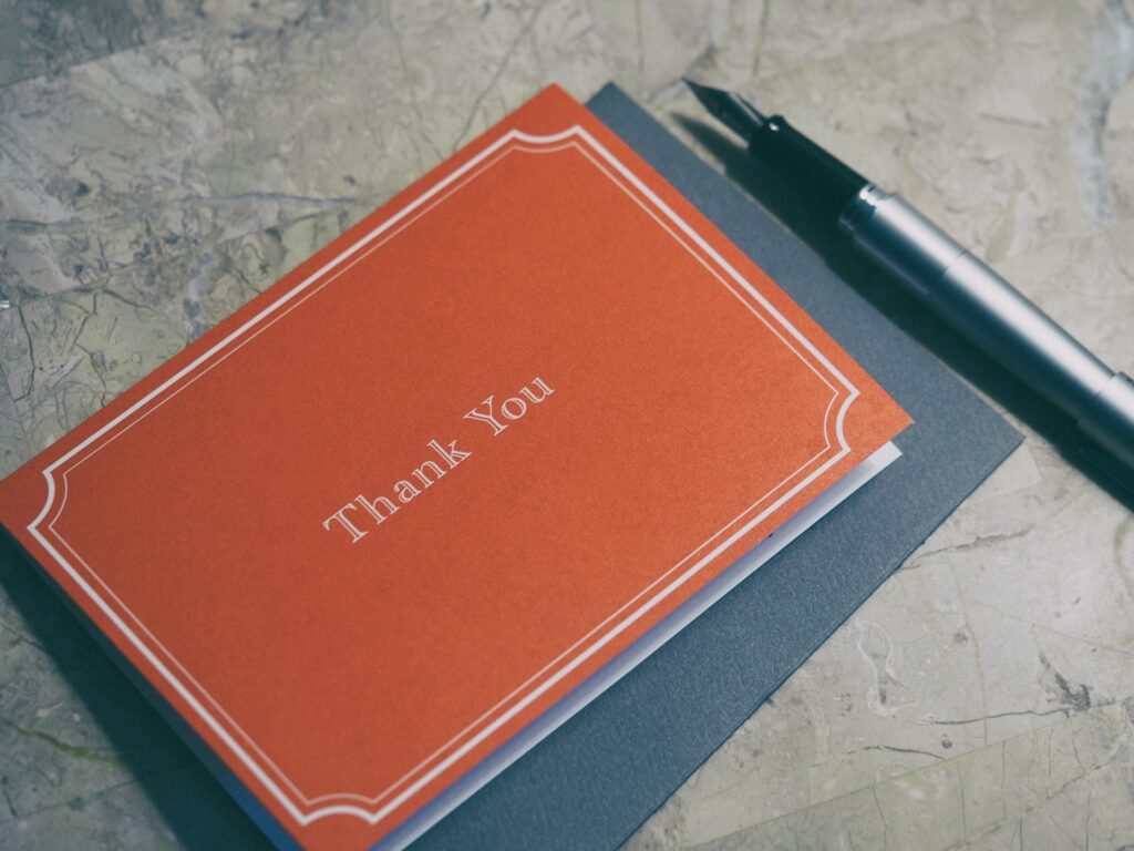 A thank you card