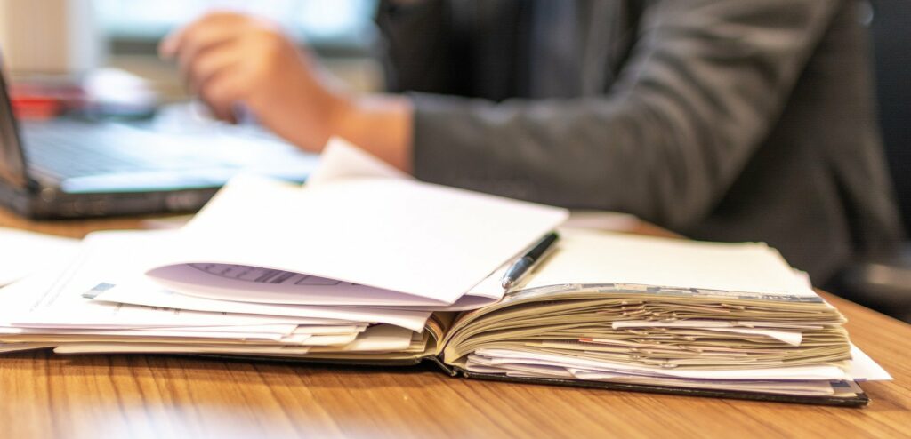 A folder on a desk