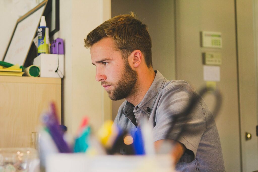 A man at work in an office