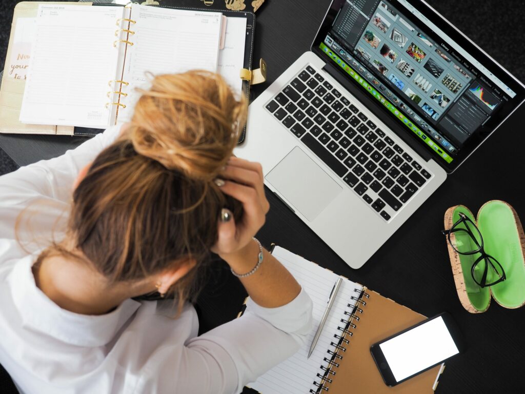 A woman frustrated at work