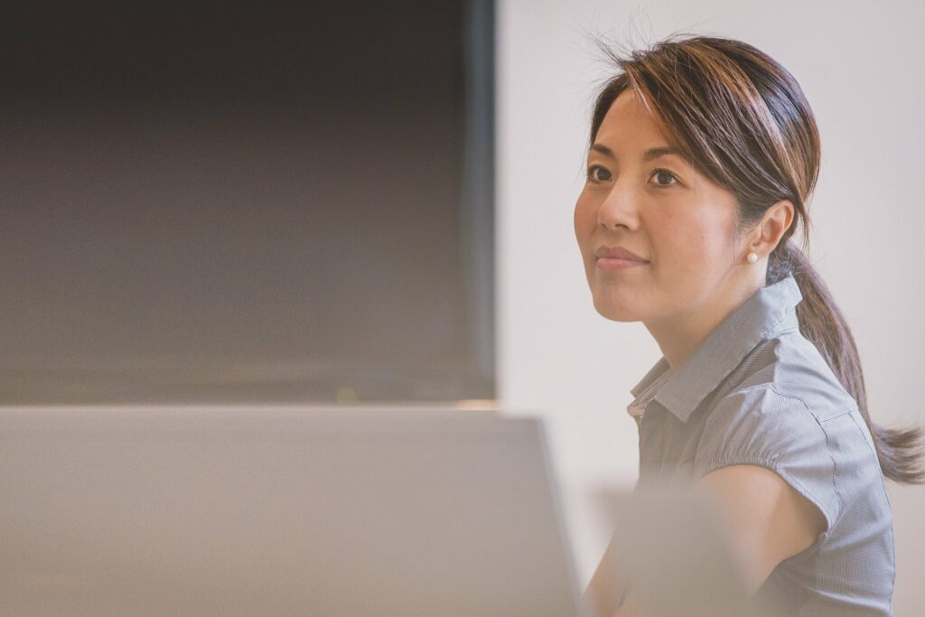 A woman in a meeting
