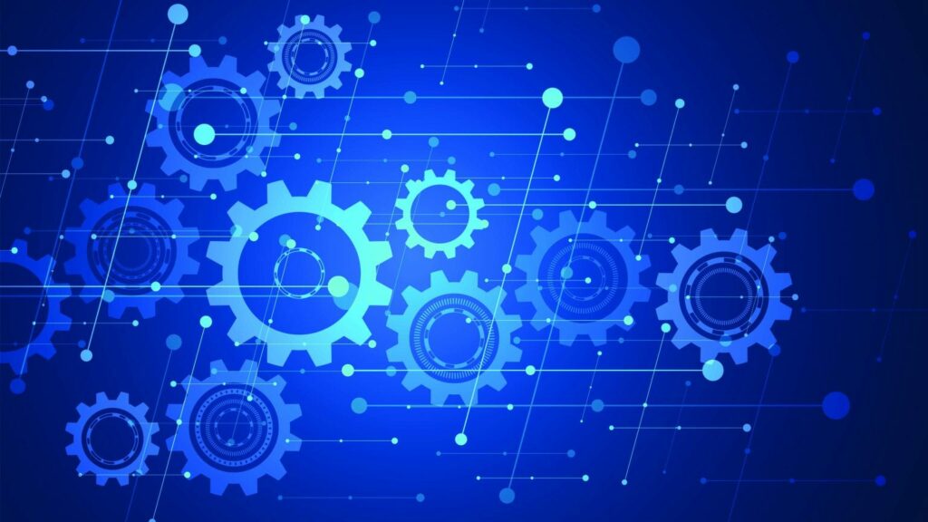 Cogs on a blue background