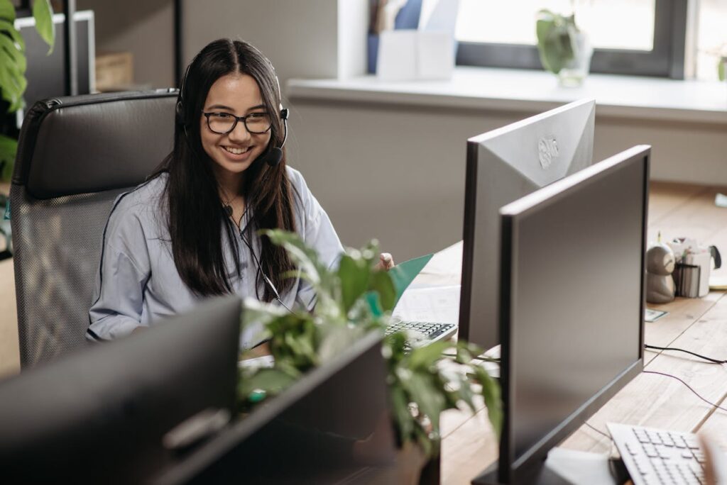 A woman in the Vero HR office